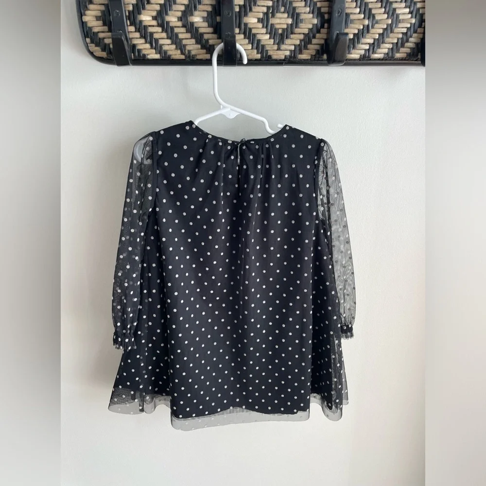 Baby Gap Toddler Girl Flocked Tulle Dress - Black Polka Dot - Size 4 Years - NWT